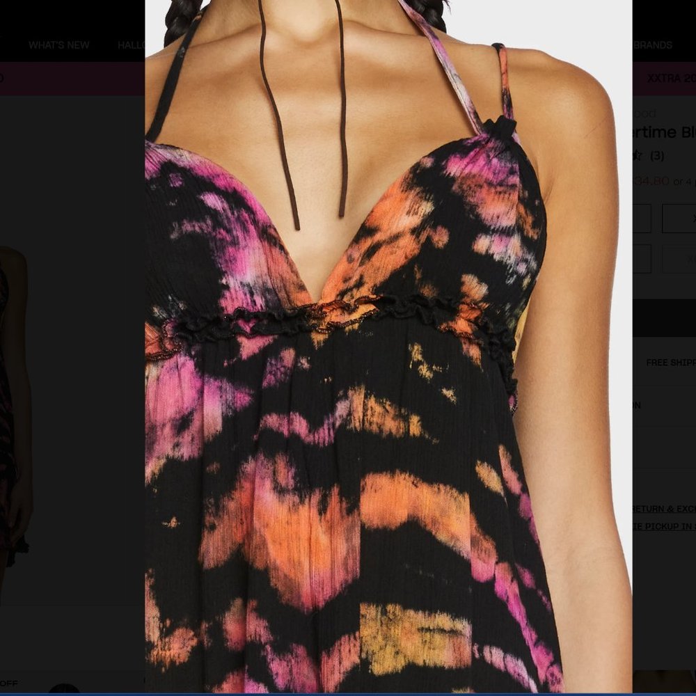 NWT Dolls Kill Summertime Blues Tie Dyed Mini Dress - Size XS - Picture 4 of 6